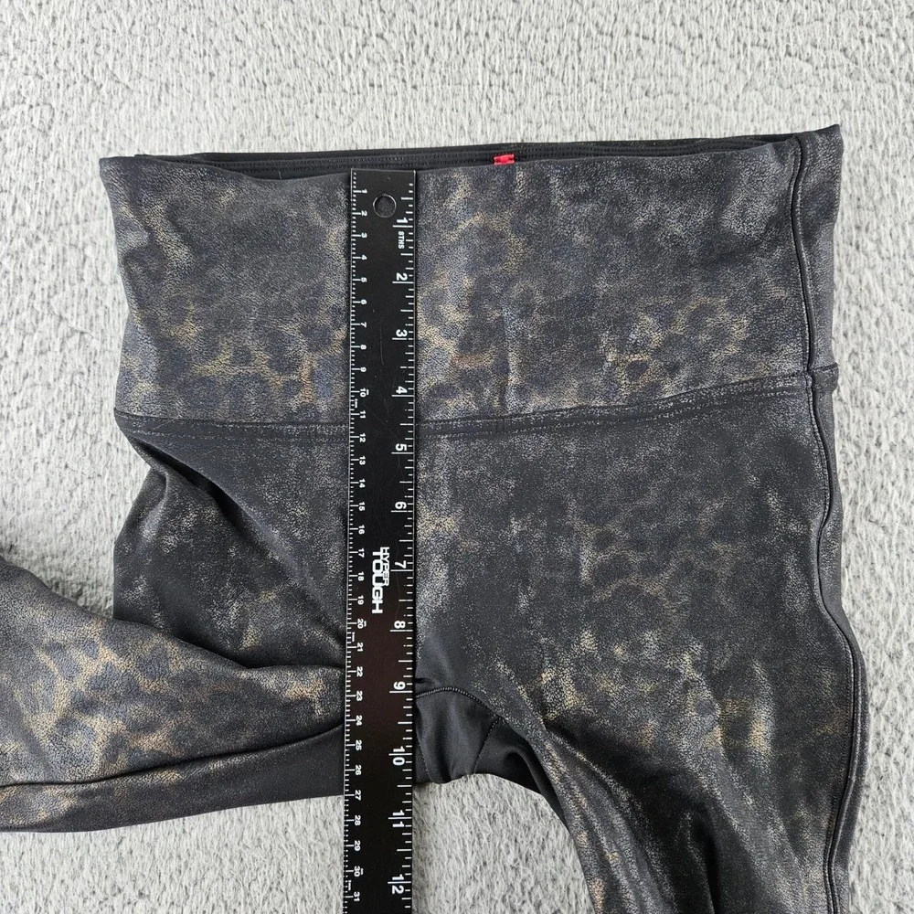 SPANX Leggings Womens Medium Faux Leather Leopard Print Stretch Gym Training‎